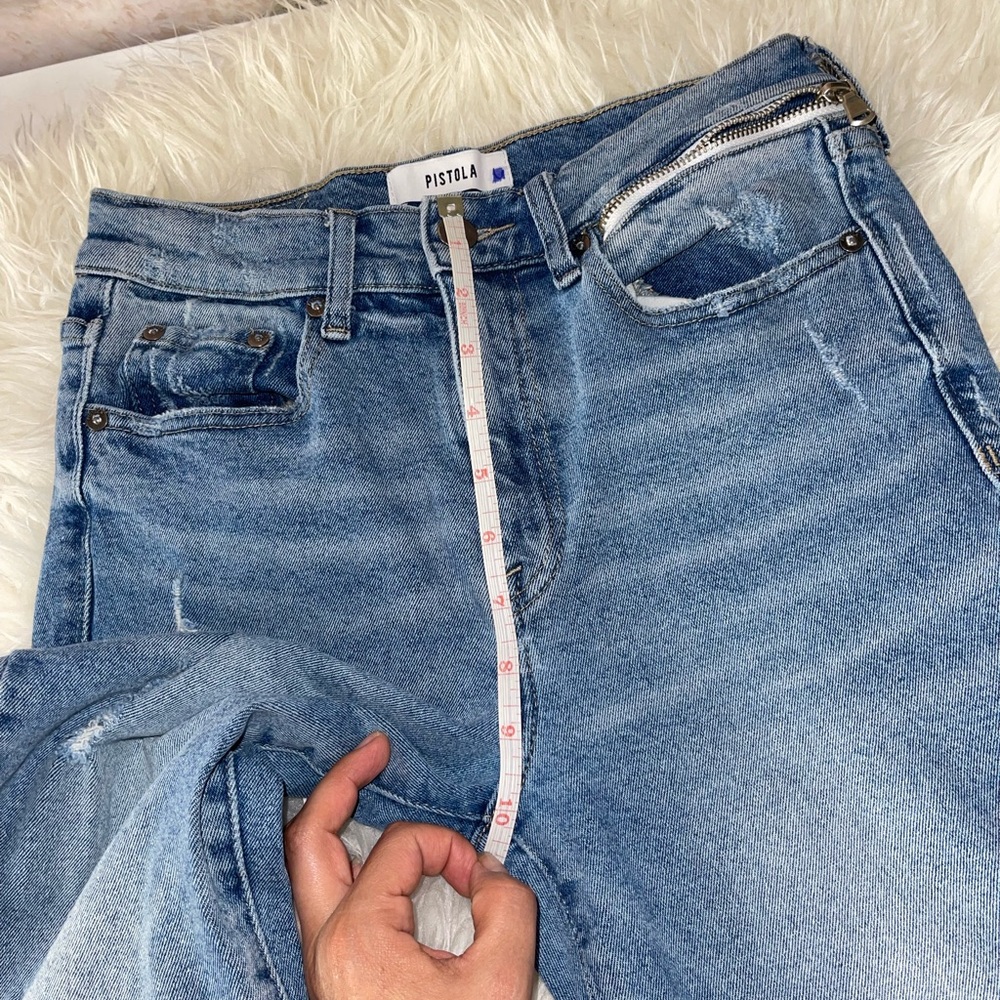 Pistola Fringe Hem Straight Leg Jeans Blue 
High Rise. - Picture 8 of 10